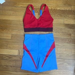 Fabletics Red and Blue Athletic Shorts